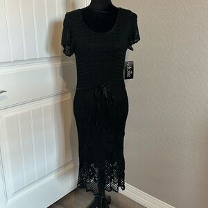 etoile Black Crochet Beaded Dress Size Large
